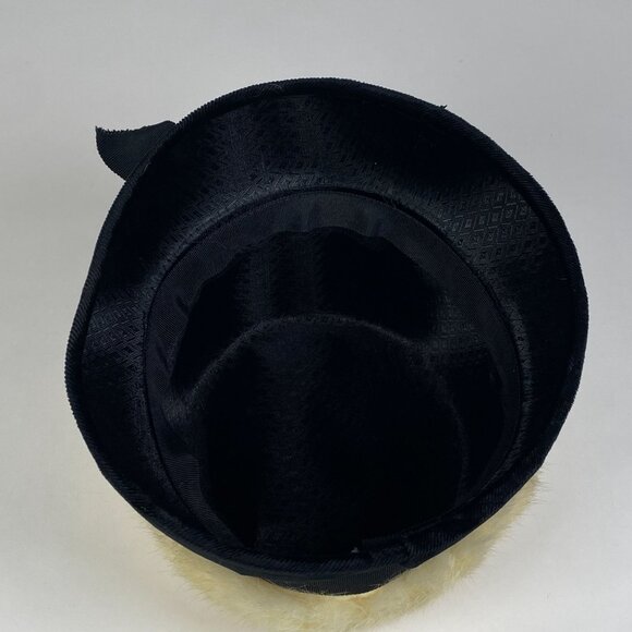 Vintage Genuine Rabbit Fur Black Velvet Cloche Hat Black Ribbon Accent main image 4